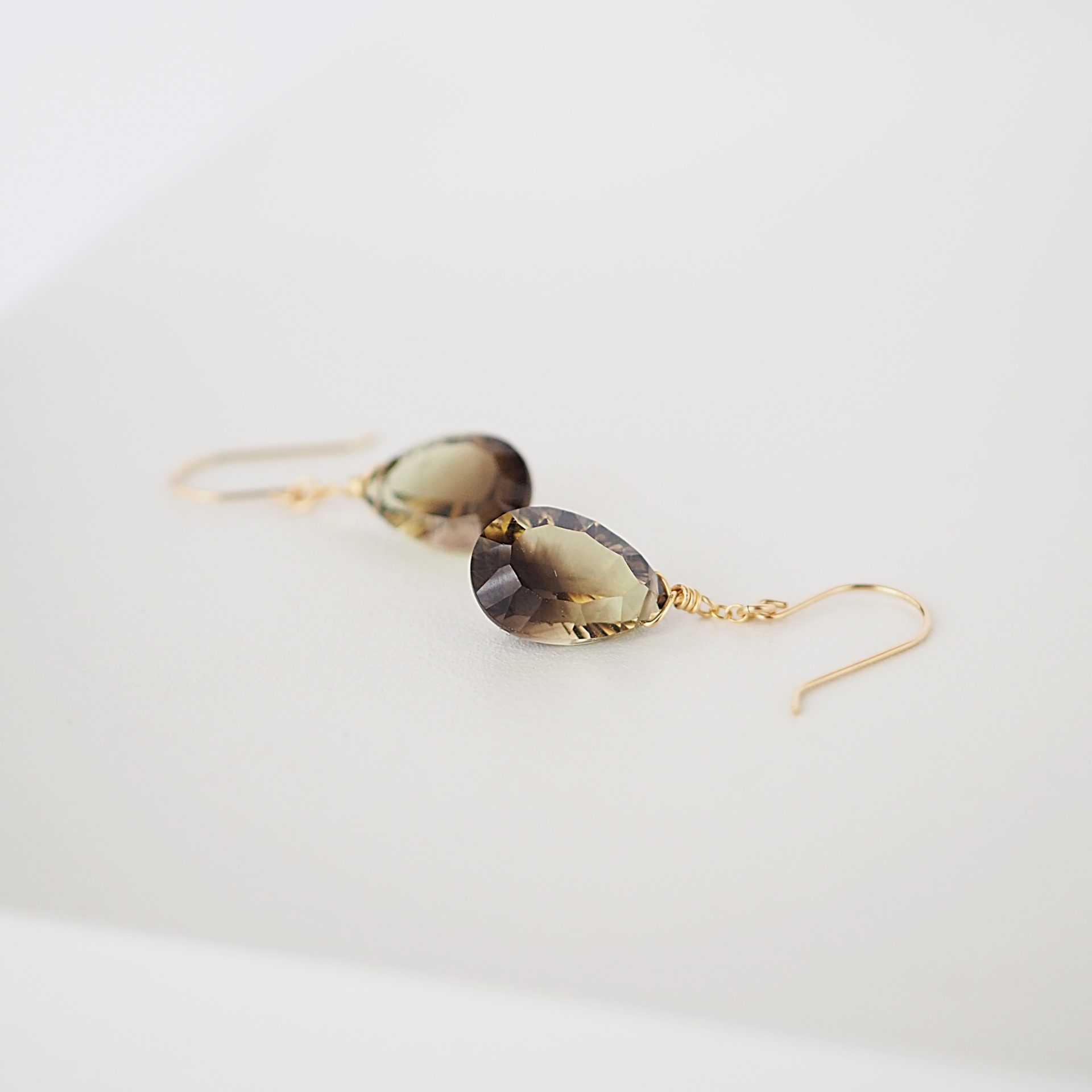 スモーキークォーツ×レモンクォーツピアス
