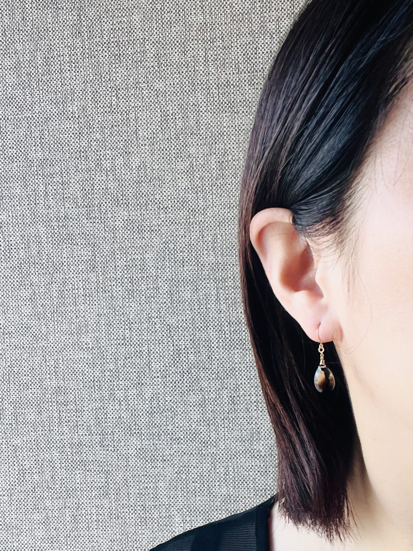 スモーキークォーツ×レモンクォーツピアス