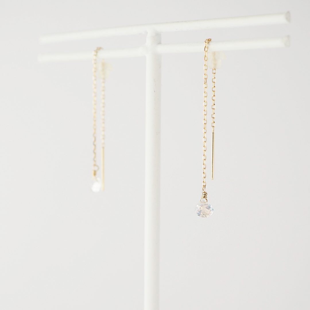 6月の誕生石 / K10 / レインボームーンストーンピアス