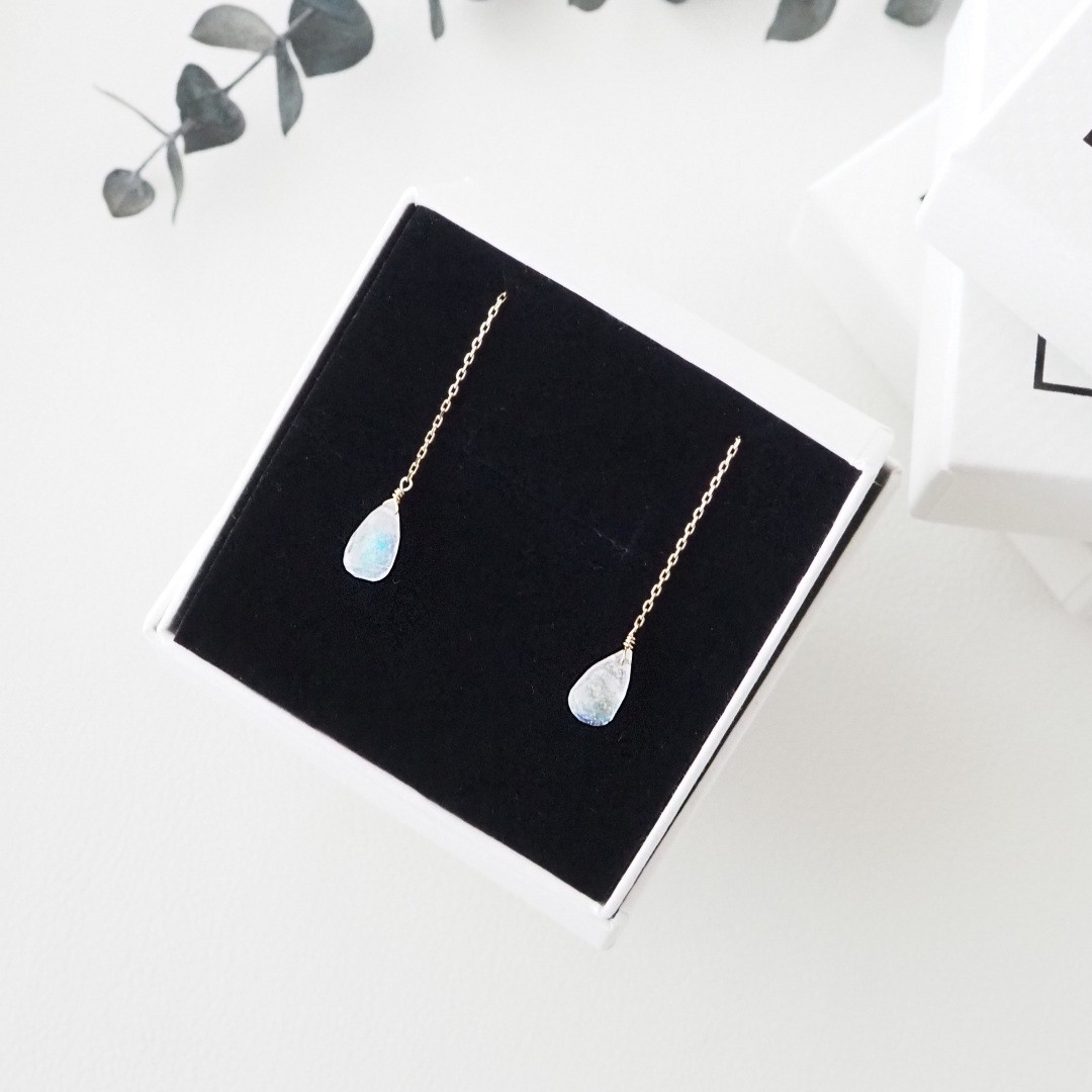 6月の誕生石 / K10 / レインボームーンストーンピアス