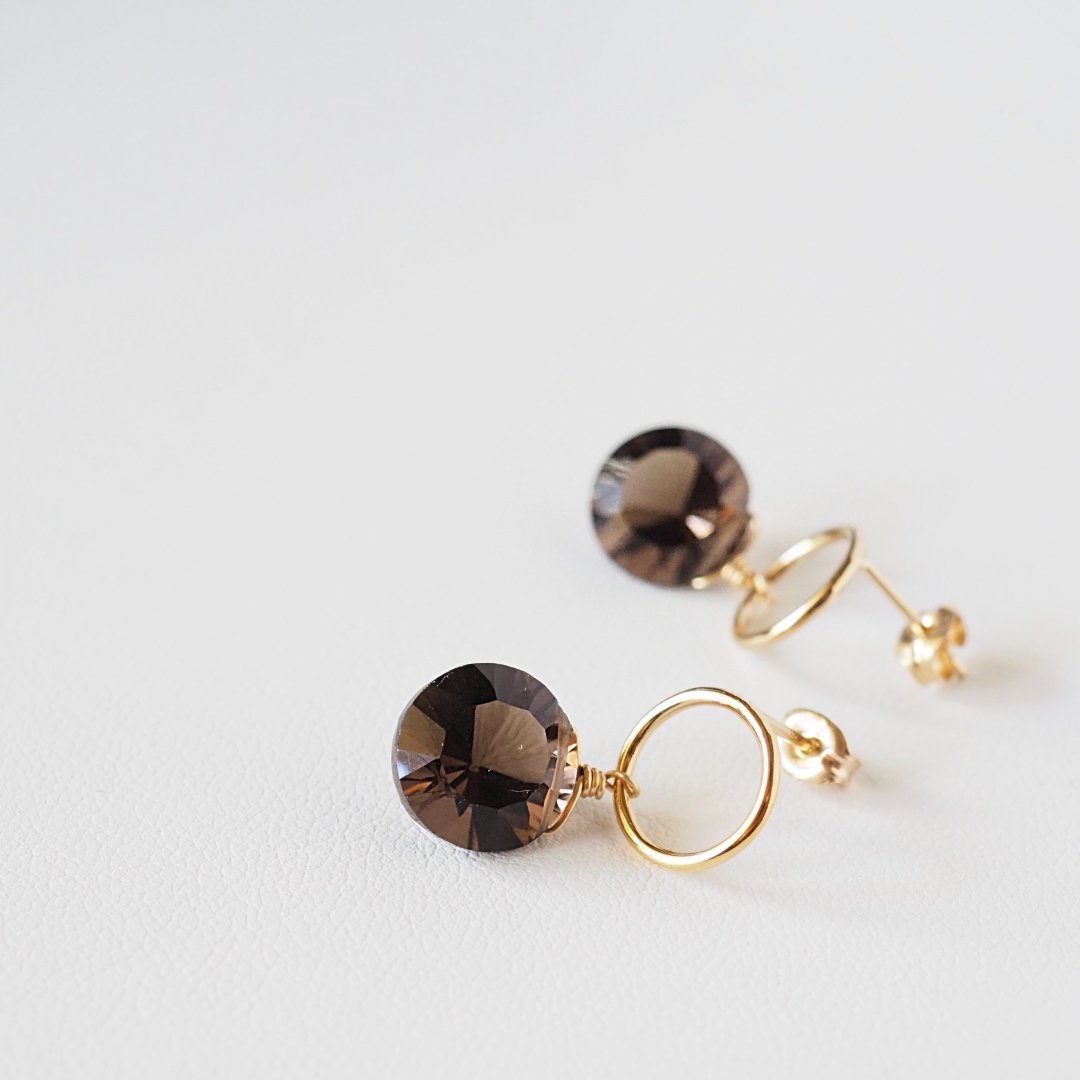 スモーキークォーツピアス
